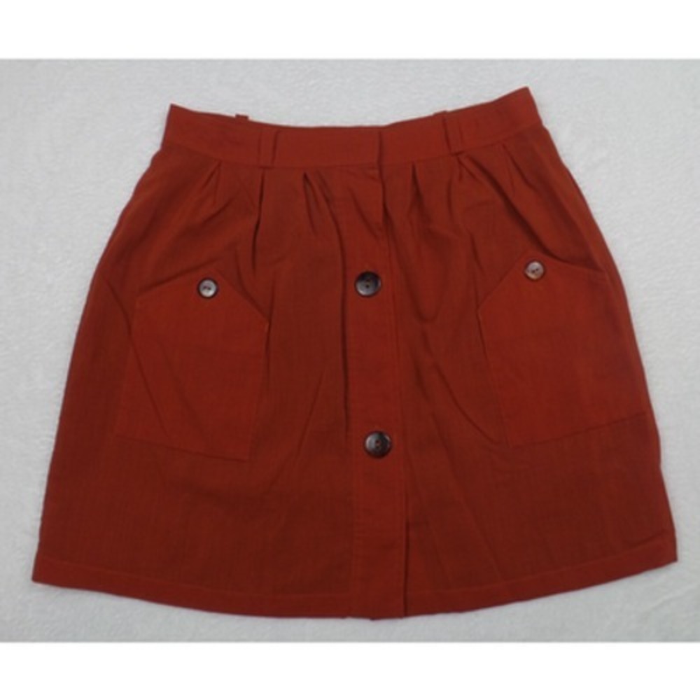 APC Rue Madame Paris Skirt Womens Size 40‎ Red Lined Wool Button Pockets